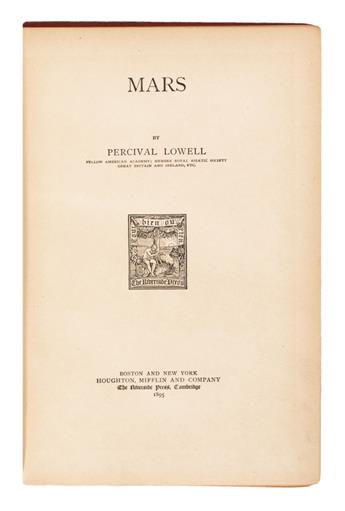 SCIENCE  LOWELL, PERCIVAL. Mars.  1895